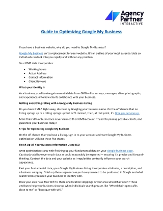 Guide to Optimizing Google My Business