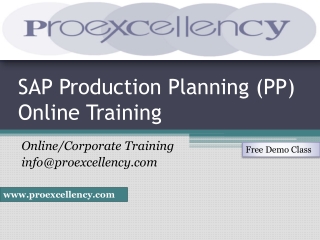 Proexcellency provides SAP Production Planning (PP) online training.