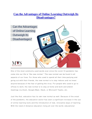 Can the Advantages of Online Learning Outweigh Its Disadvantages