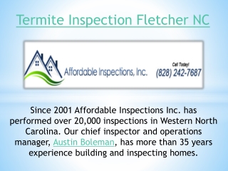 Termite Inspection Fletcher NC