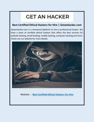 Best Certified Ethical Hackers for Hire | Getanhacker.com