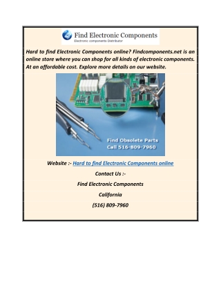 Hard To Find Electronic Components Online  Findcomponents.net