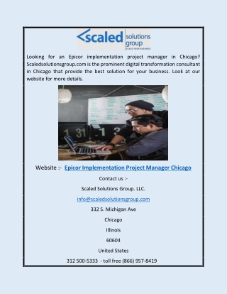 Epicor Implementation Project Manager Chicago | Scaledsolutionsgroup.com