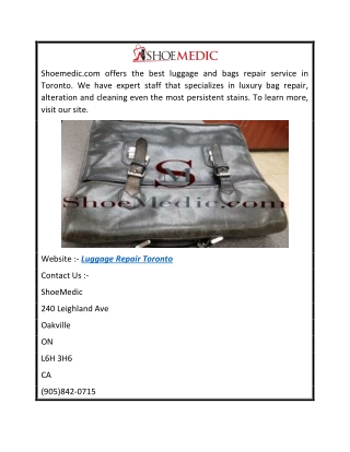 Luggage Repair Toronto Shoemedic.com