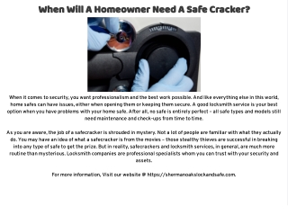 When Will A Homeowner Need A Safe Cracker?
