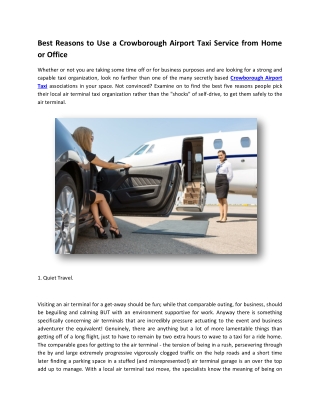 Best Reasons to Use a Crowborough Airport Taxi Service from Home or Office