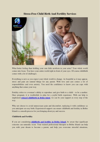 Stay Stress-Free With Our Child Birth And Fertility Services