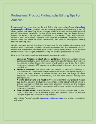 Professional Product Photography Editing Tips For Amazon