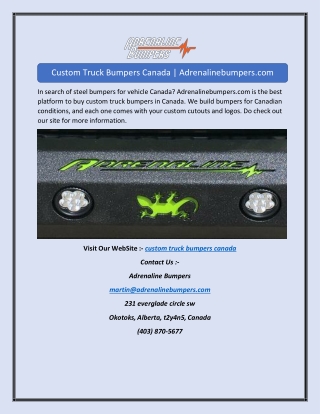 Custom Truck Bumpers Canada | Adrenalinebumpers.com