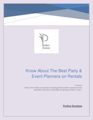 Know About The Best Party & Event Planners On Rentals