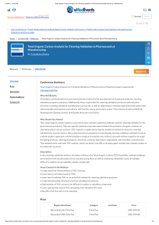 Total Organic Carbon Analysis for Cleaning Validation in Pharmaceutical Manufacturing _ eMedEvents