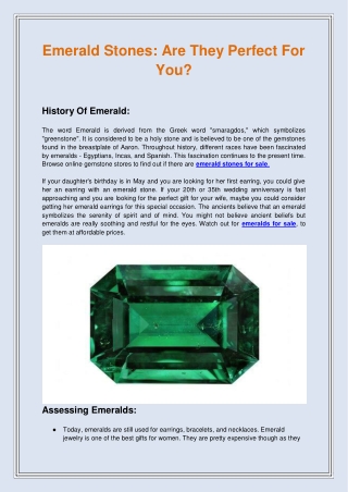 Emerald Stones Are They Perfect For You