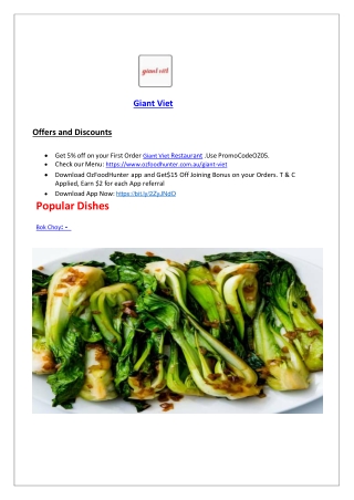 Giant Viet Menu - 15% off - St Kilda Takeaway, VIC