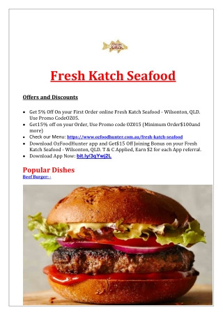 5% Off - Fresh Katch Seafood Menu Wilsonton, QLD