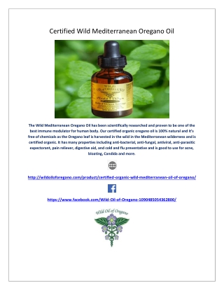 Certified Wild Mediterranean Oregano Oil