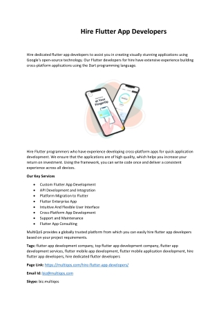 Hire Flutter App Developers From MultiQoS