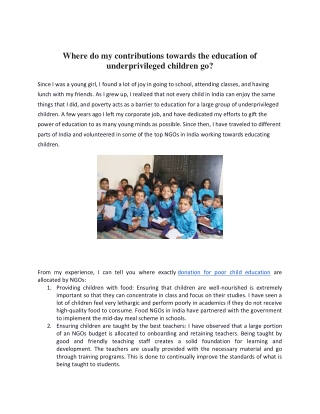 Where do my contributions towards the education of underprivileged children go