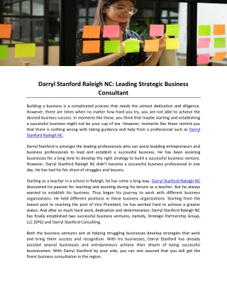 Darryl Stanford Raleigh NC- Leading Strategic Business Consultant