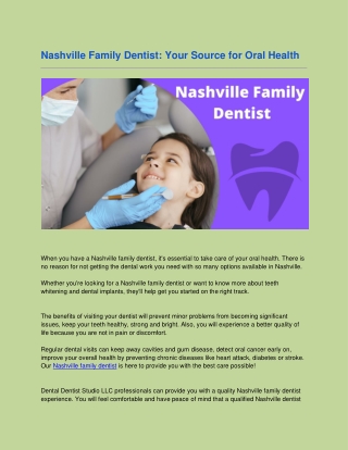 Nashville Family Dentist: Your Source for Oral Health