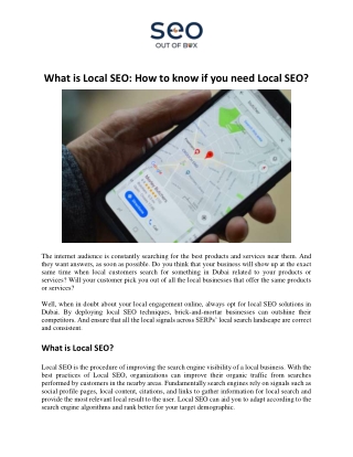 SEO Out of the Box - What is Local SEO: How to know if you need Local SEO?