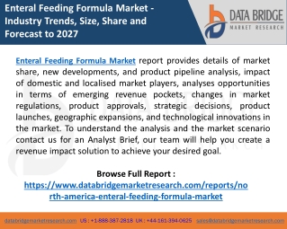 Enteral Feeding Formula Market Growth, Trends And Forecast including covid19 Impact