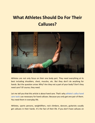 What Athletes Should Do For Their Calluses