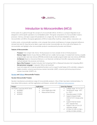 Introduction to Microcontrollers