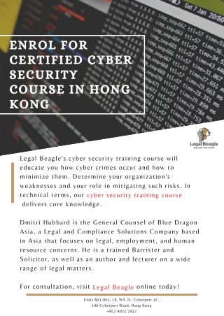 Enrol for Certified Cyber Security Course in Hong Kong