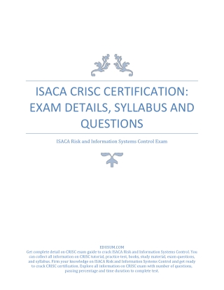 ISACA CRISC Certification: Exam Details, Syllabus and Questions