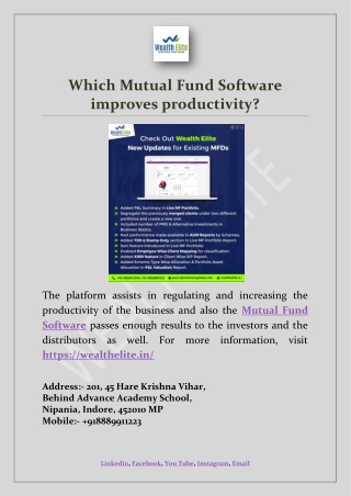 Which is the best Mutual Fund Software for Distributors diminish the cost