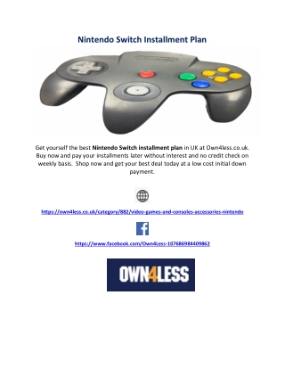 Nintendo Switch Installment Plan in UK