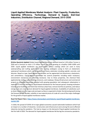 Liquid Applied Membrane Market Size, Share, Industry Growth, 2030