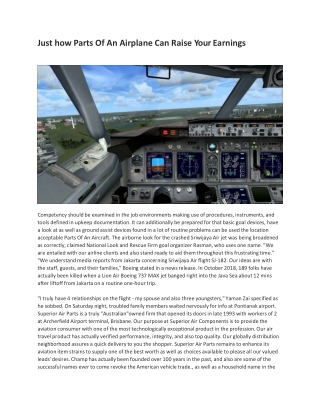 Just how Parts Of An Airplane Can Raise Your Earnings