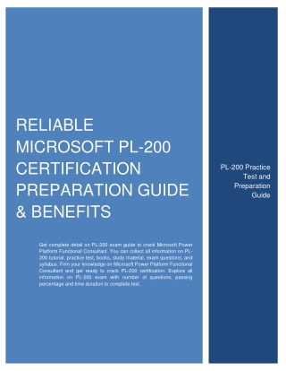 Reliable Microsoft PL-200 Certification Preparation Guide & Benefits