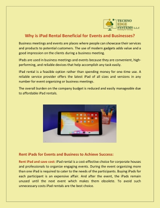 Why is iPad Rental Beneficial for Events and Businesses?