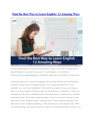 Find the Best Way to Learn English