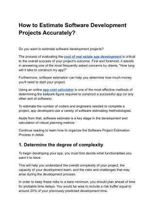 How to Estimate Software Development Projects Accurately?