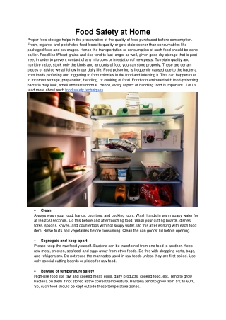 Food Safety at Home