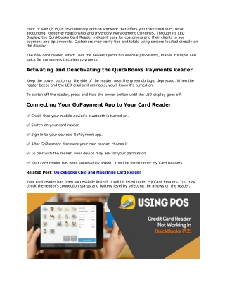 QuickBooks Card Reader- Acceptance of Payments