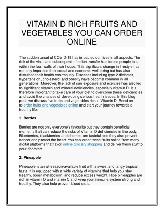 VITAMIN D RICH FRUITS AND VEGETABLES YOU CAN ORDER ONLINE