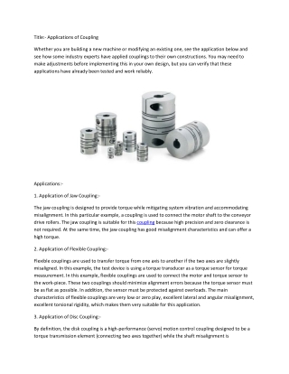 Applications of Coupling