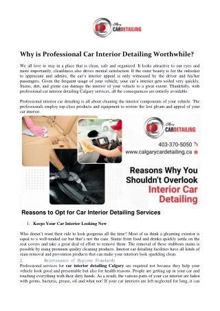 Why is Professional Car Interior Detailing Worthwhile?