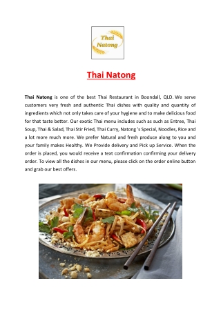 5% off - Thai Natong Menu Restaurant Boondall, QLD