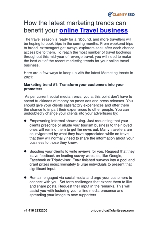 How the latest marketing trends can benefit your online Travel business