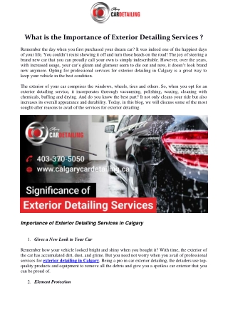 What is the Importance of Exterior Detailing Services?