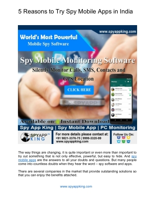 5 Reasons to Try Spy Mobile Apps in India