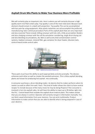 Asphalt Drum Mix Plants to Make Your Business More Profitable
