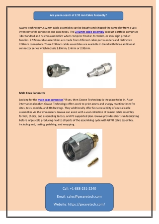 Are you in search of 2.92 mm Cable Assembly