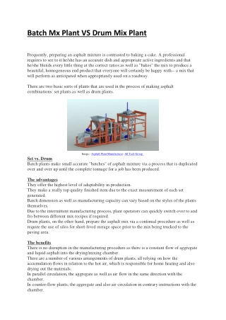 Batch Mx Plant VS Drum Mix Plant