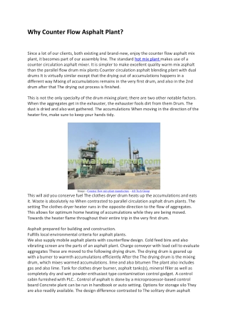 Why Counter Flow Asphalt Plant